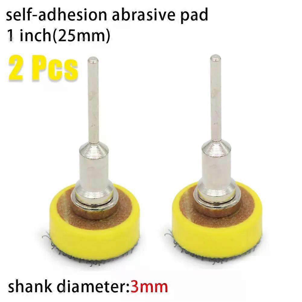 2Pcs 1inch Disc Sandpaper Self-Adhesion Abrasive Pad With 3mm Shank Polishing Tool Hand Sanding Block For Polishing Grinding