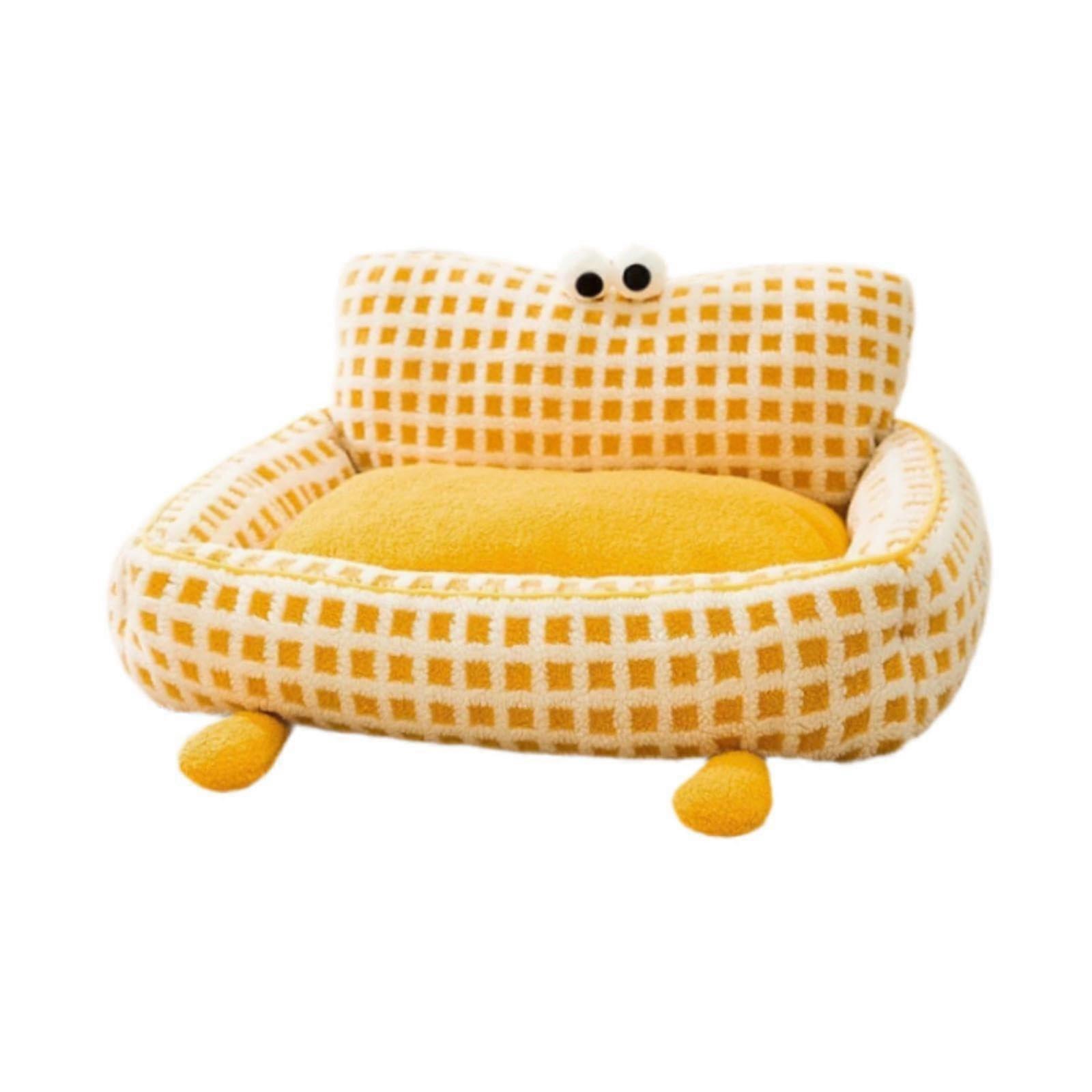 Pet Sofa and Pet Cave for Home Decor, Cozy Warm Play Bed for Dogs and Kittens, Medium Size, Yellow Indoor Nest