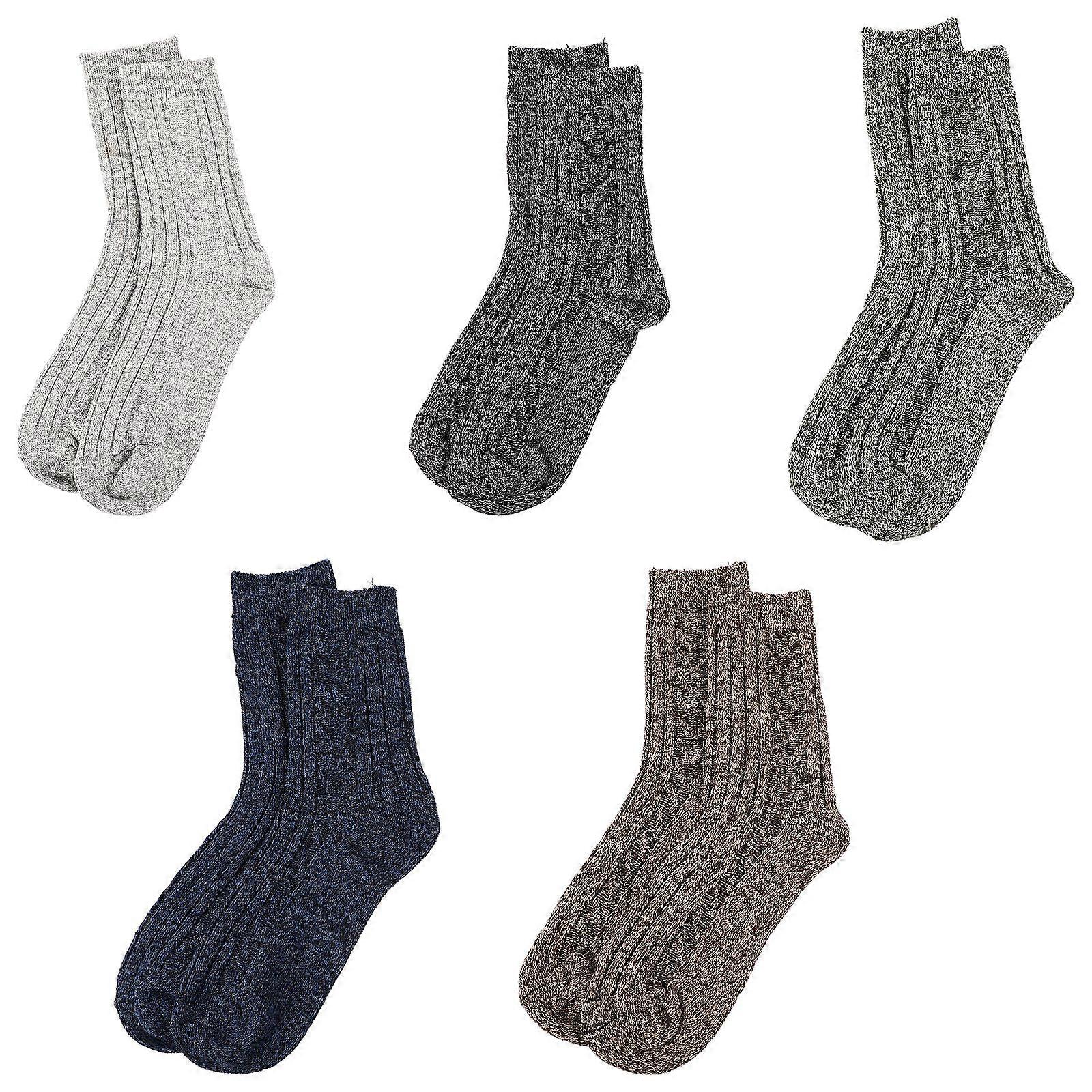 Men Warm Socks Made of Wool Comfortable Breathable Tube Socks for Wear Assorted Color Stylish Fits Well 5 Pairs