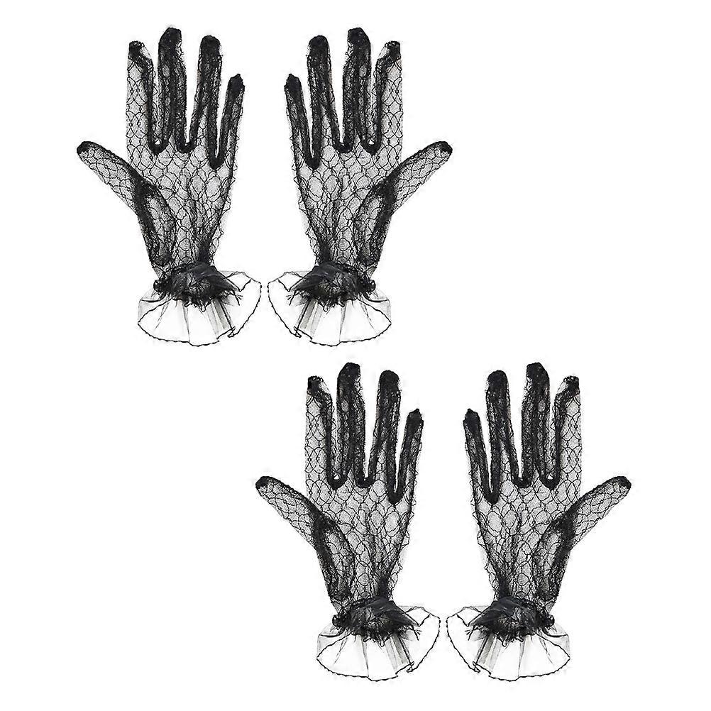 Elegant Short Lace Gloves For Brides And With Sun Protection Design 2 Pairs
