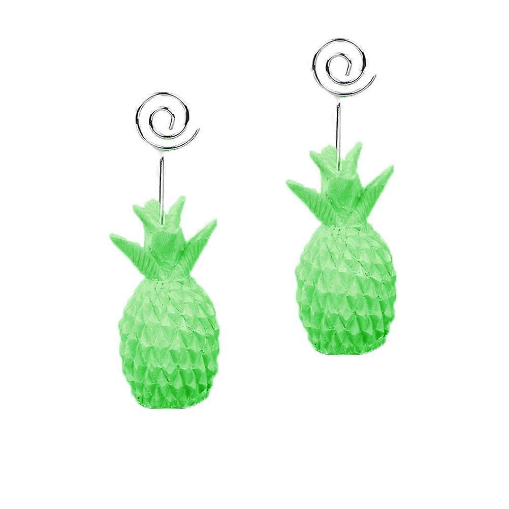 Green 2Pcs Pineapple Memo Holders Desk Decoration Perfect For Baby Showers In Festive Environments Utilized As Picture Or Menu Holders