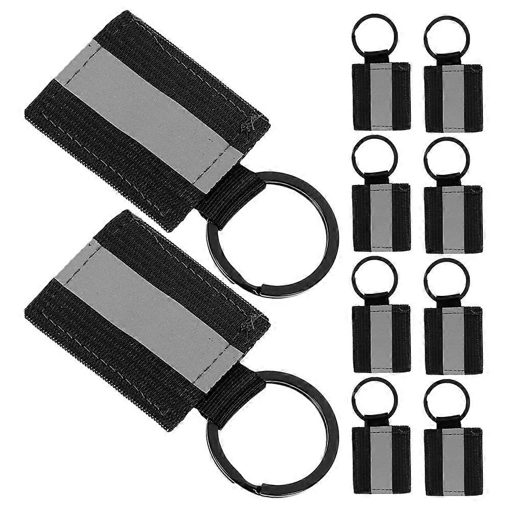 Reflective Keychain Tag for Backpack with High Visibility Doublesided Reflective Material Black