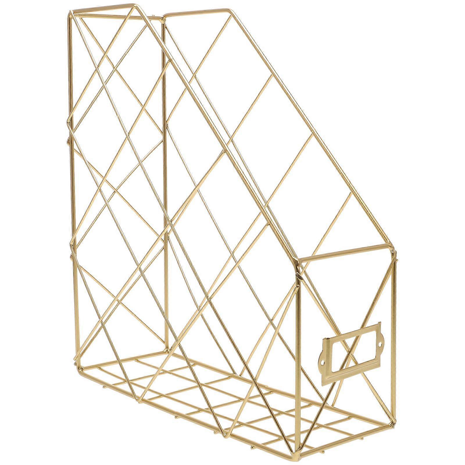 Geometric Desk Bookcase Office Supplies Desktop Storage Box Folder Rack Books Organizer Storage Rack Practical Shelf Stand Magazine Desktop Hollowed O