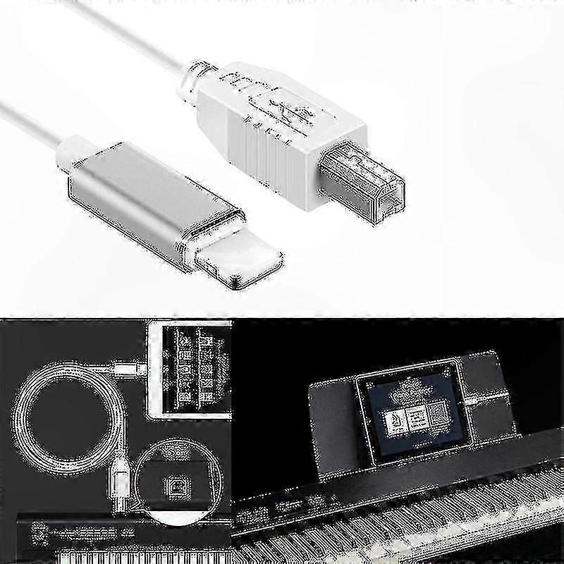 USB 2.0 Type-B to Lightning Cable for  and  MIDI Keyboard Connection Adapter