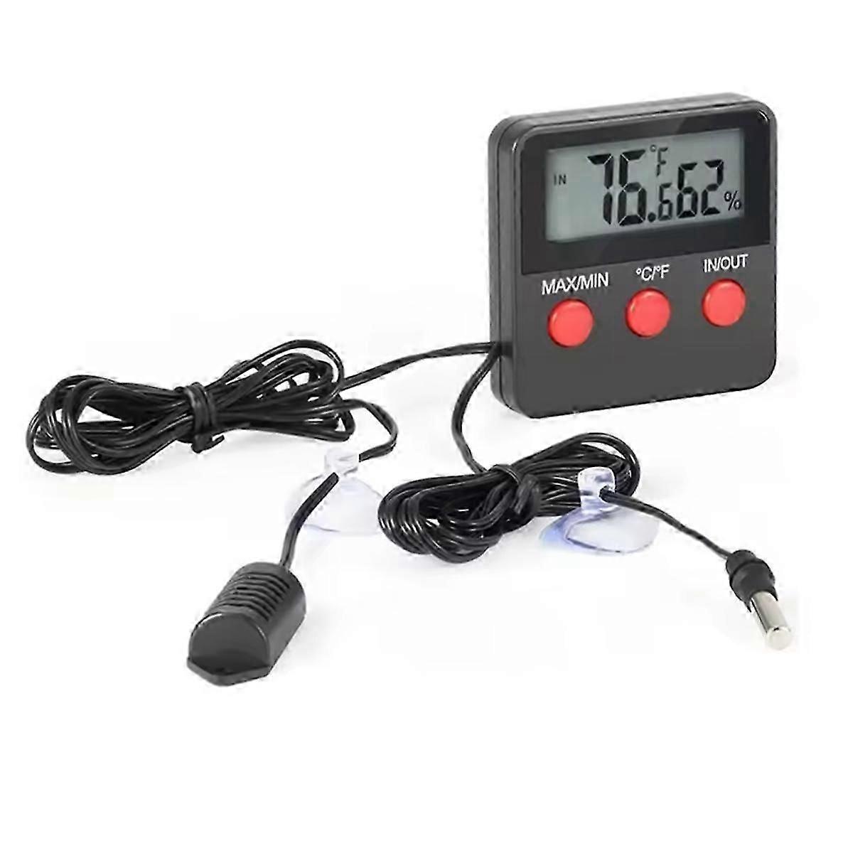 Breeding Box Temperature and Humidity Meter Reptile Pet Thermometer Stable Suction Cup Convenient an