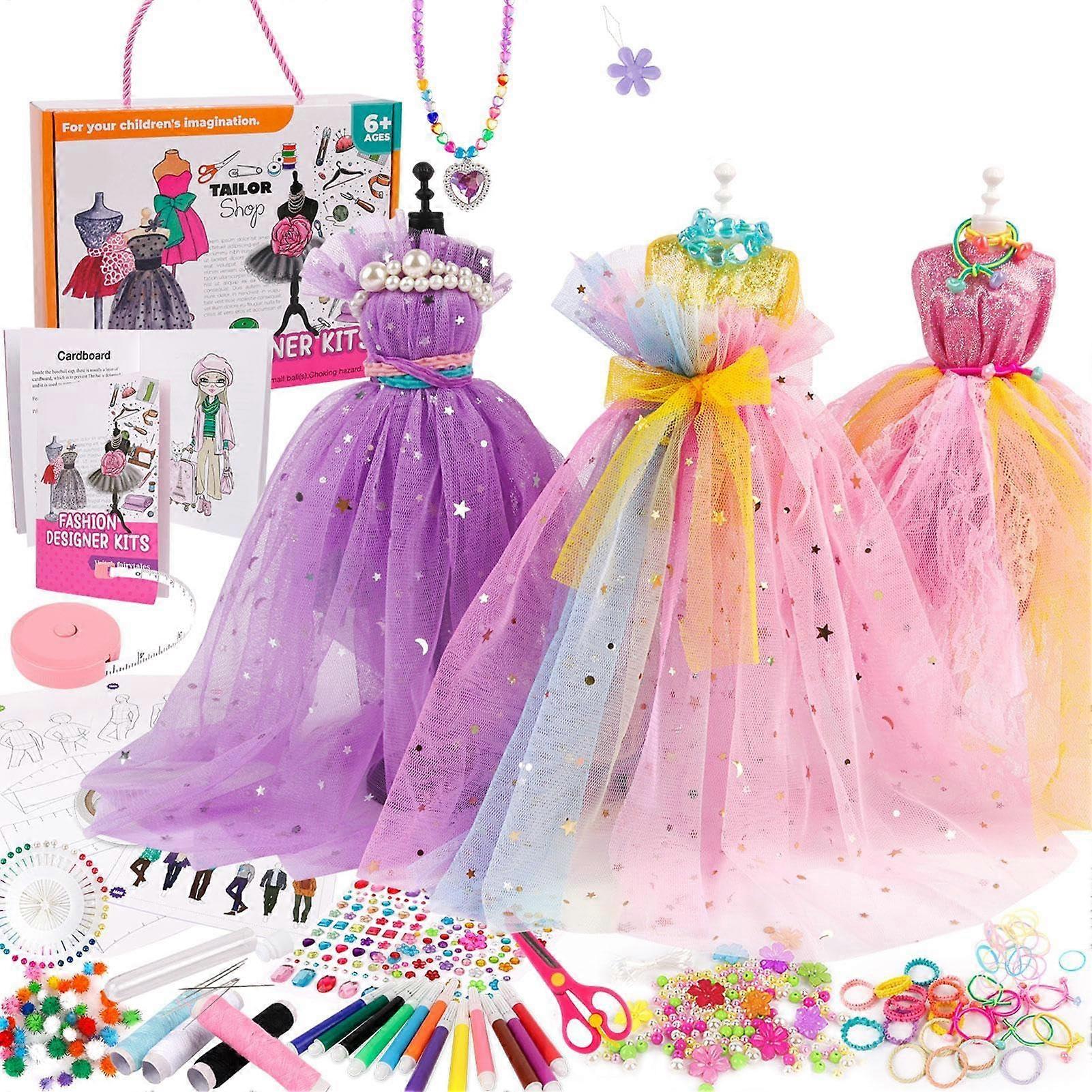 Fashion Studio Kit For Girls Dress Design Activity Set For Sketching And Sewing With Models Kid Safe Materials