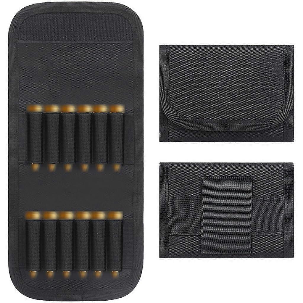 Tactical 12 Round Foldable Ammo Belt Bag Padded Molle Shell Pouch for Hunting Rifle Black Bullet Holder