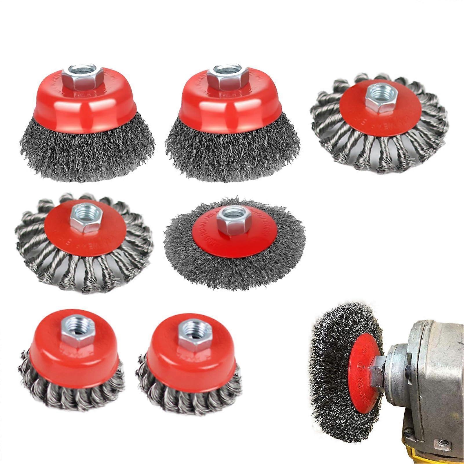 Grinding Wire Wheel, 7 Pieces Angle Grinder Wire Brush for Welding Polishing Lacquer Pipe Motor, Multifunctional Mill Attachment