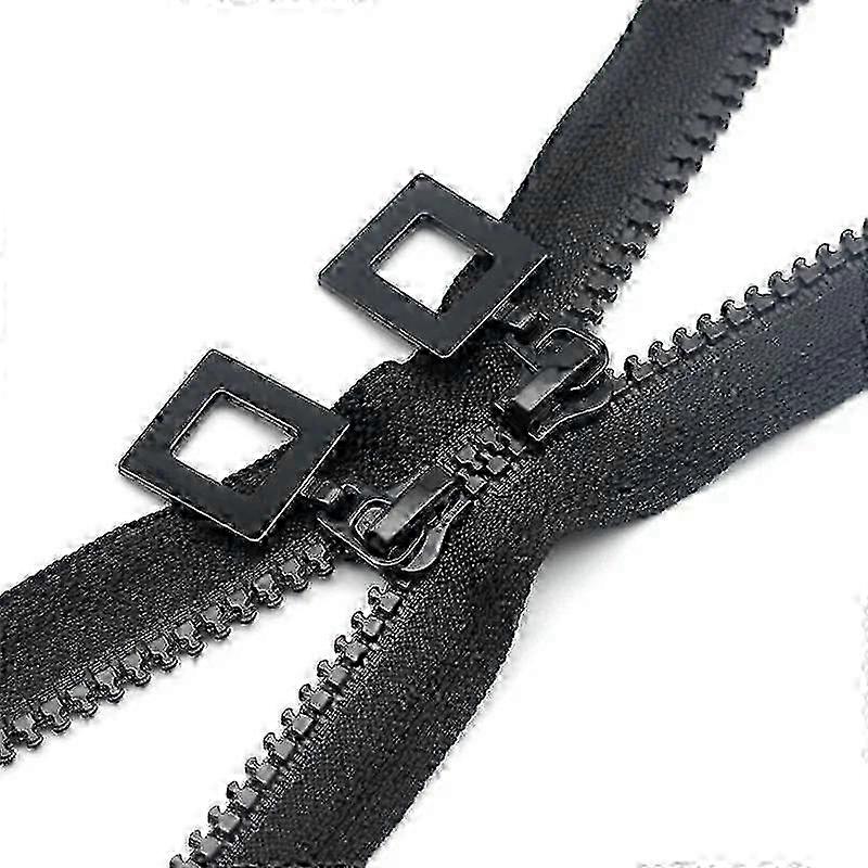 Black Resin Zipper with Double Sliders for Backpacks Jackets and DIY Sewing Projects Open End Design Available in Multiple Sizes