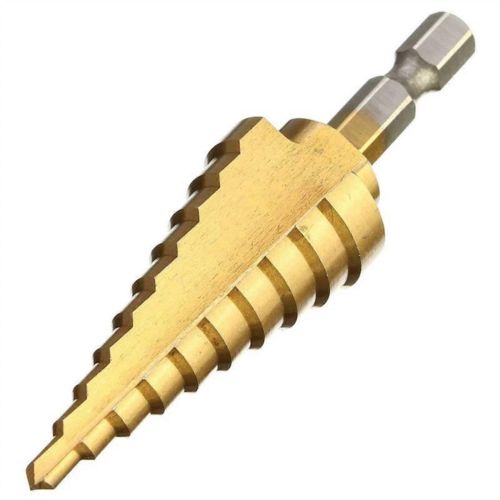 Hex shank drill bit 422mm Titanium coated step drill Straight flute Pagoda drill Woodworking tool Hole 1Pc