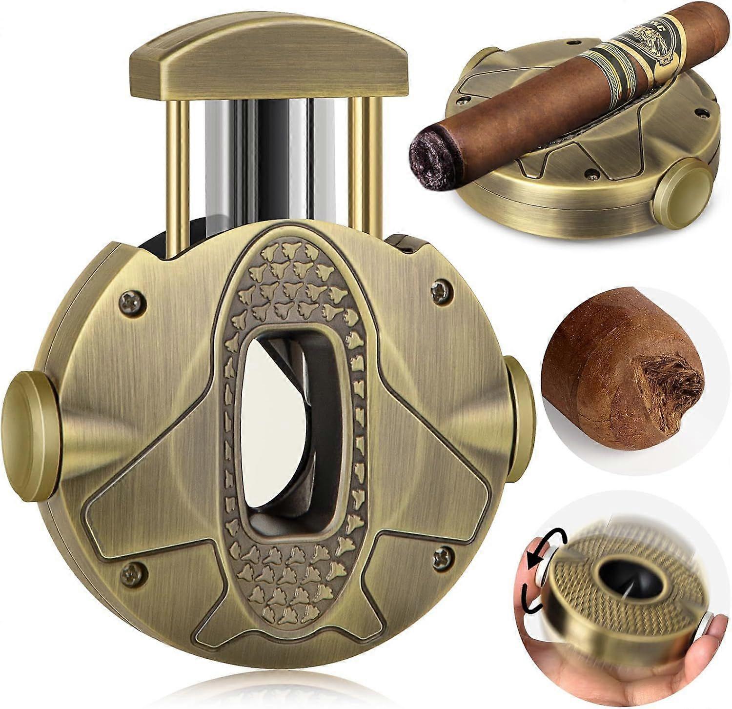 3-in-1 V-Shape Cigar Cutter with Holder & Rotator