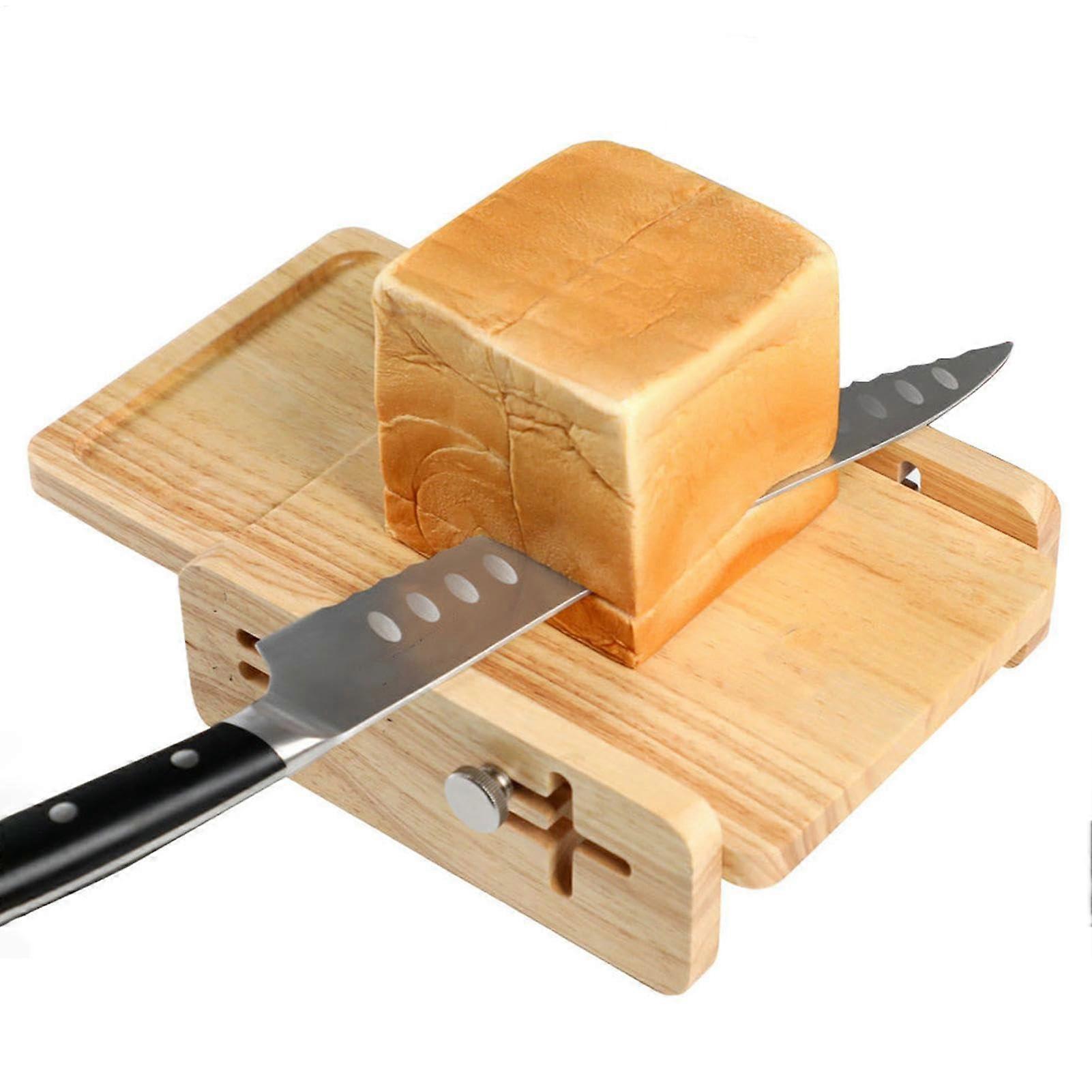 Bambboo Bread Slicer  Portable Horizontal Bread Cutting Guide with Crumb Tray