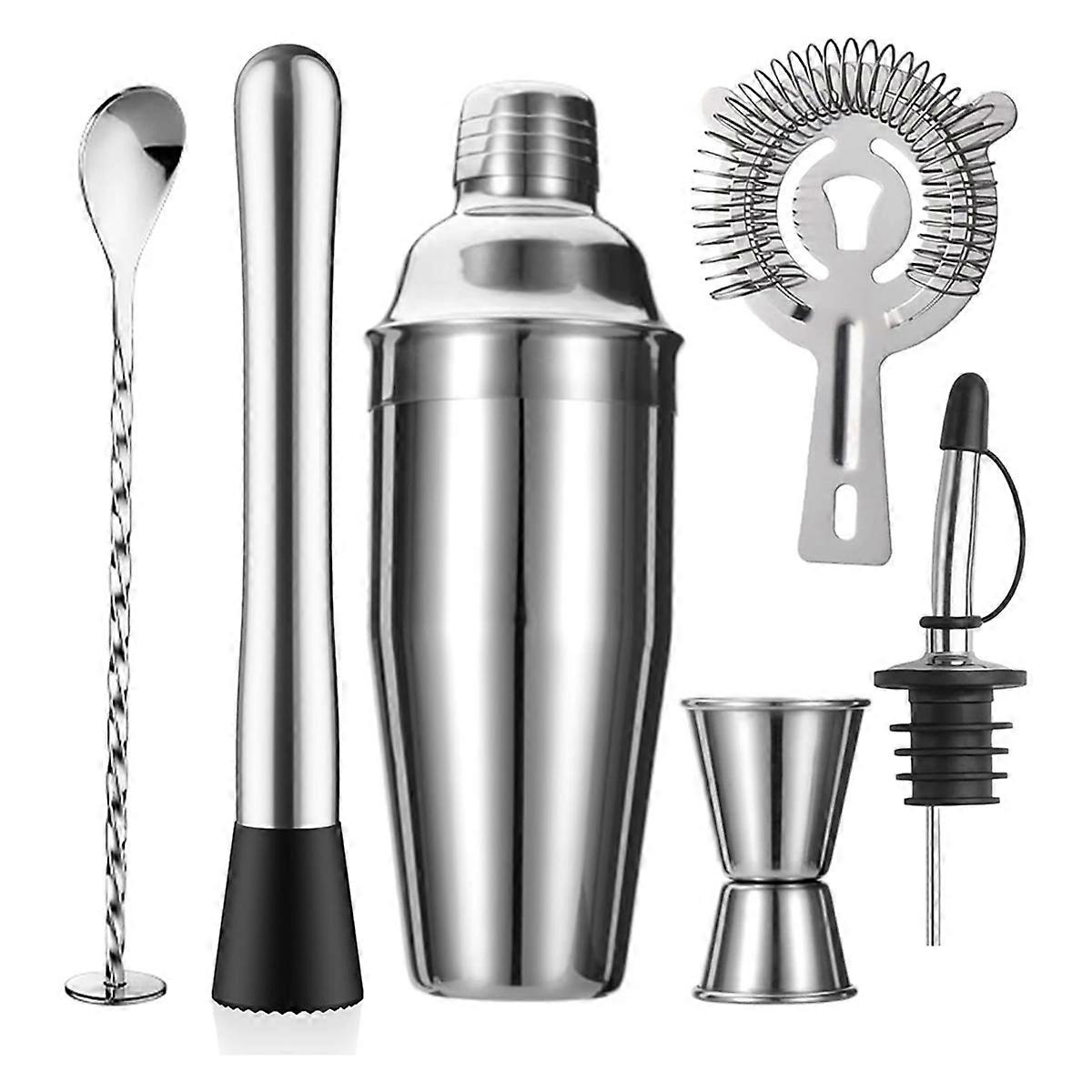 Shaker Strainer Muddler Jigger Mixing Spoon Pour Spout Bartender Kit