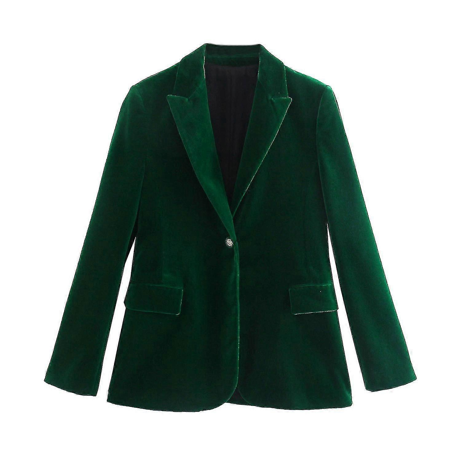 Women's Velvet Suit Jacket with Pockets