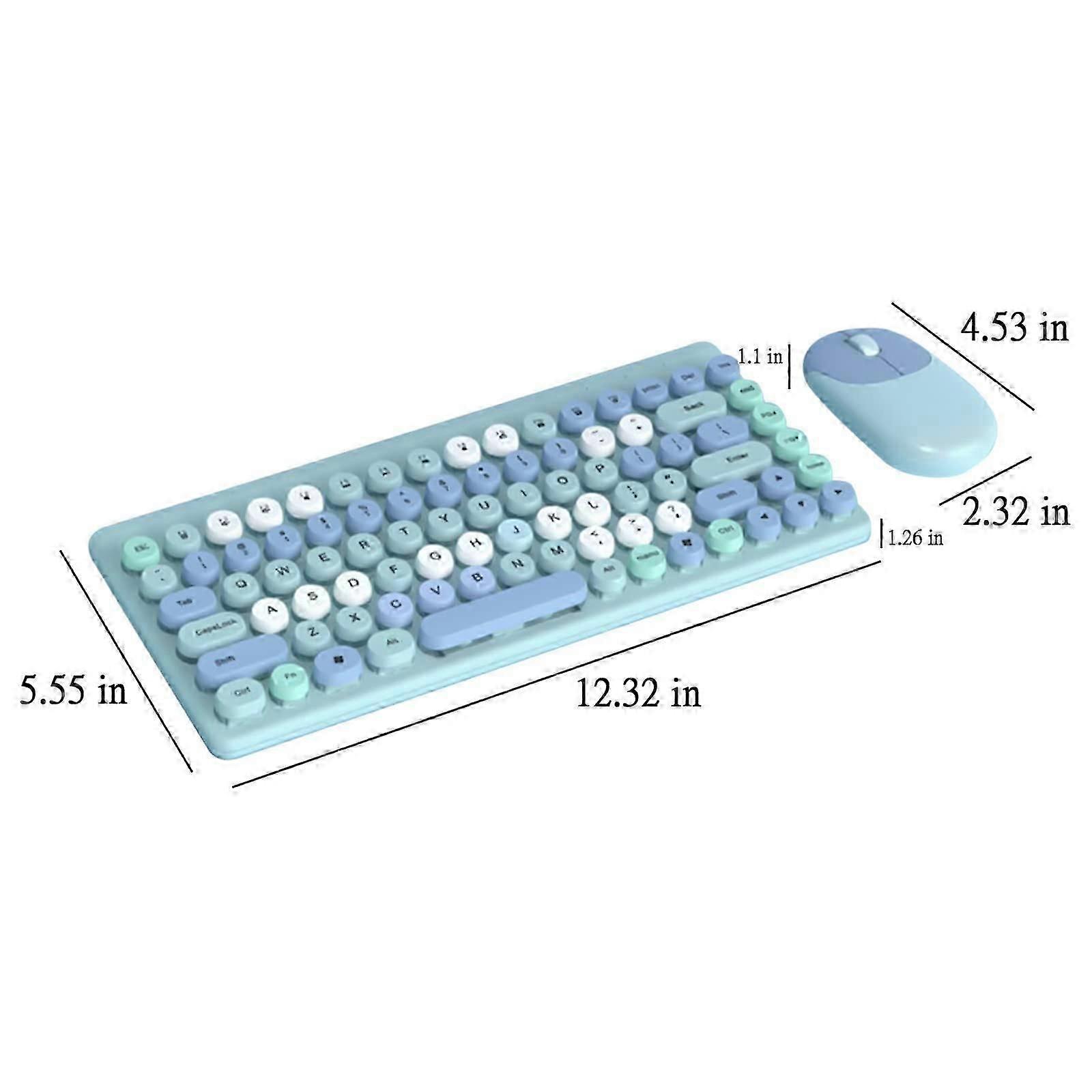 Wireless keyboard and mouse combo for Windows/iOS/Linux PC tablets, blue