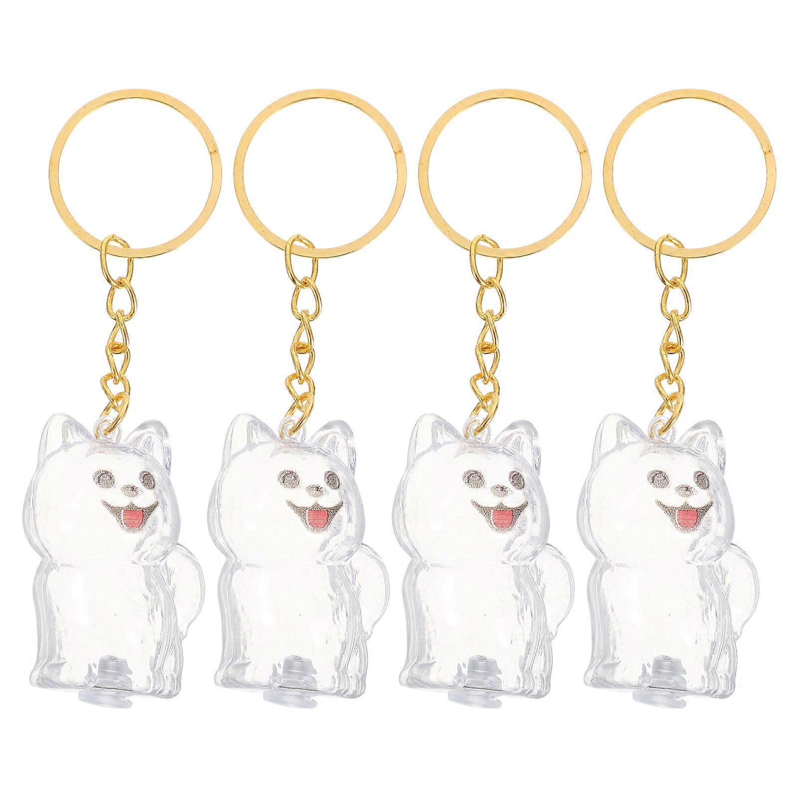 Transparent Pet Hair Remembrance Box Keychain with Dog Model Pendant – Portable Memorial Keepsake for Secure Storage and Memory Preservation, 4PCS