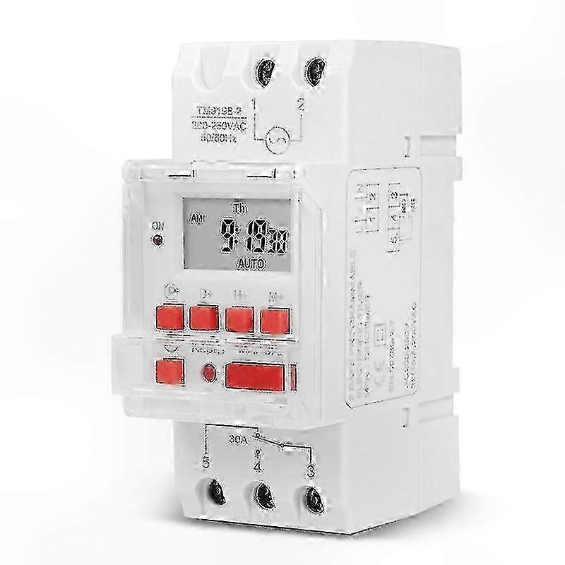 220V 30A Programmable Digital Timer Switch DIN Automatic Timing Controller for Lights and Fans
