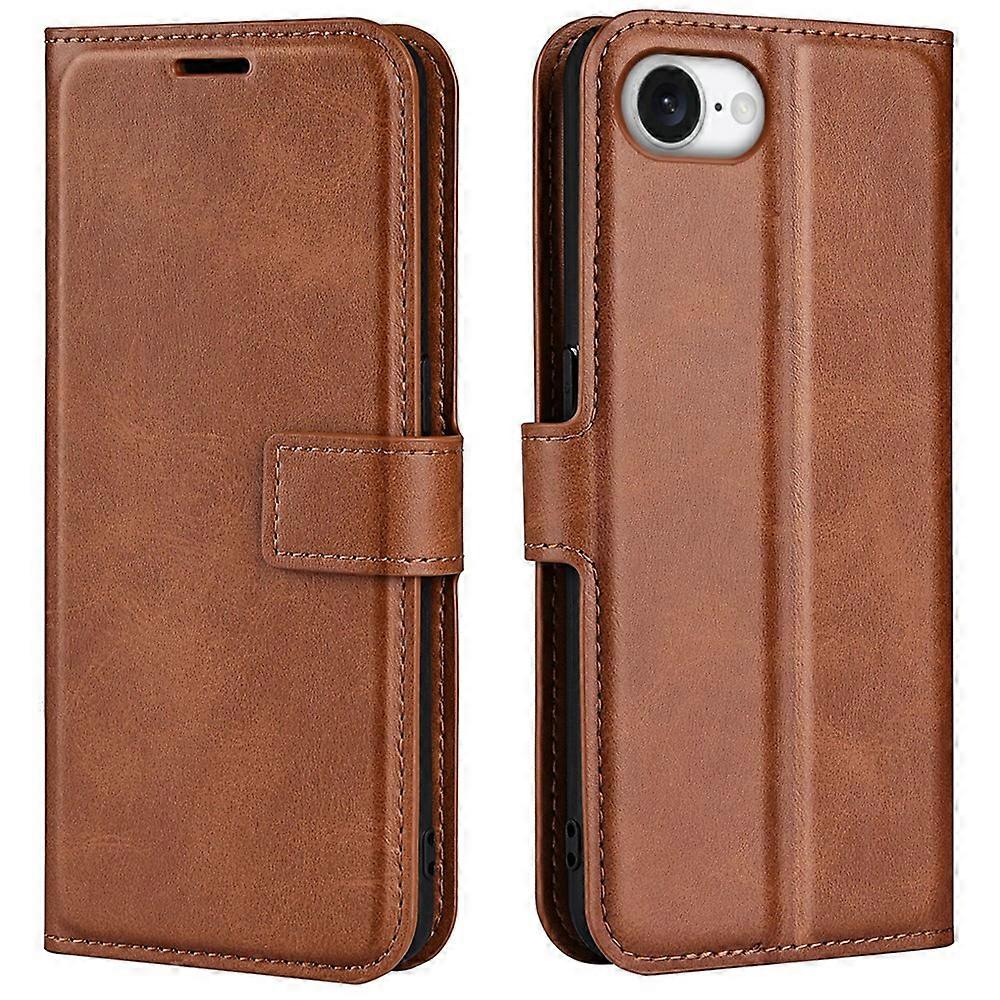 For iPhone 16e Stand Case Anti-Scratch Calf Texture Leather Phone Cover