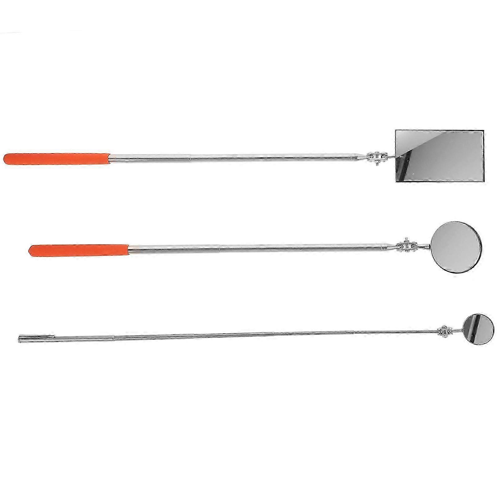 3Pcs Extendable Inspection Mirror Rotatable Mirror For Repairmen High Clarity Assorted Color