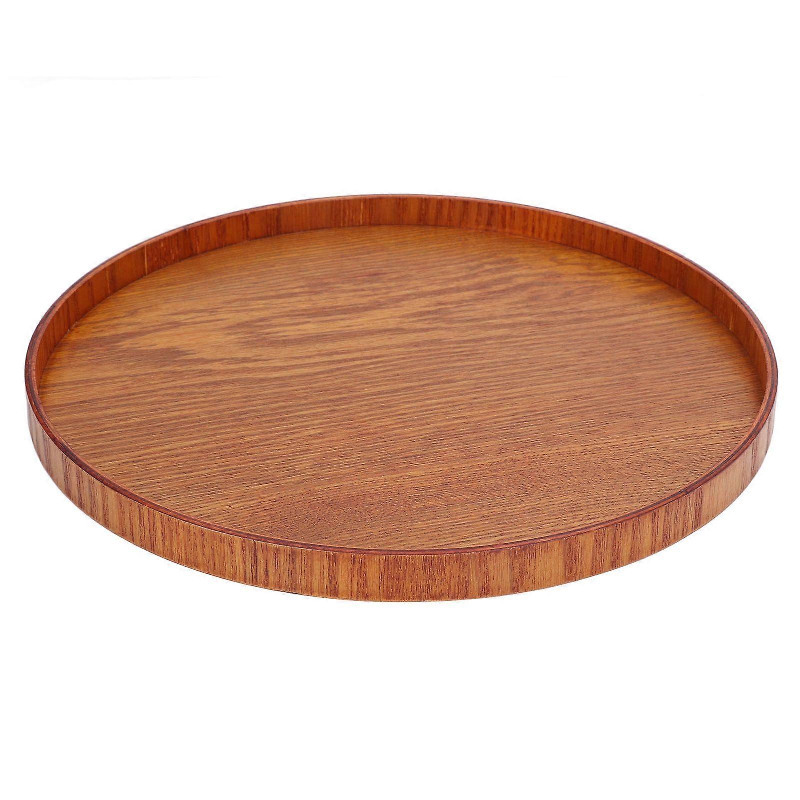 Wood Serving Tray Round Durable Simple Elegant Style Wide Application Glossy Surface Stable Structure Wooden Tray24cm
