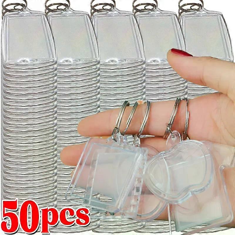 5/50Pcs Transparent Photo Frame Keychain Tassels Snap-In Custom Insert Photo Acrylic Blank Keyring Clear Blank Picture Pendant