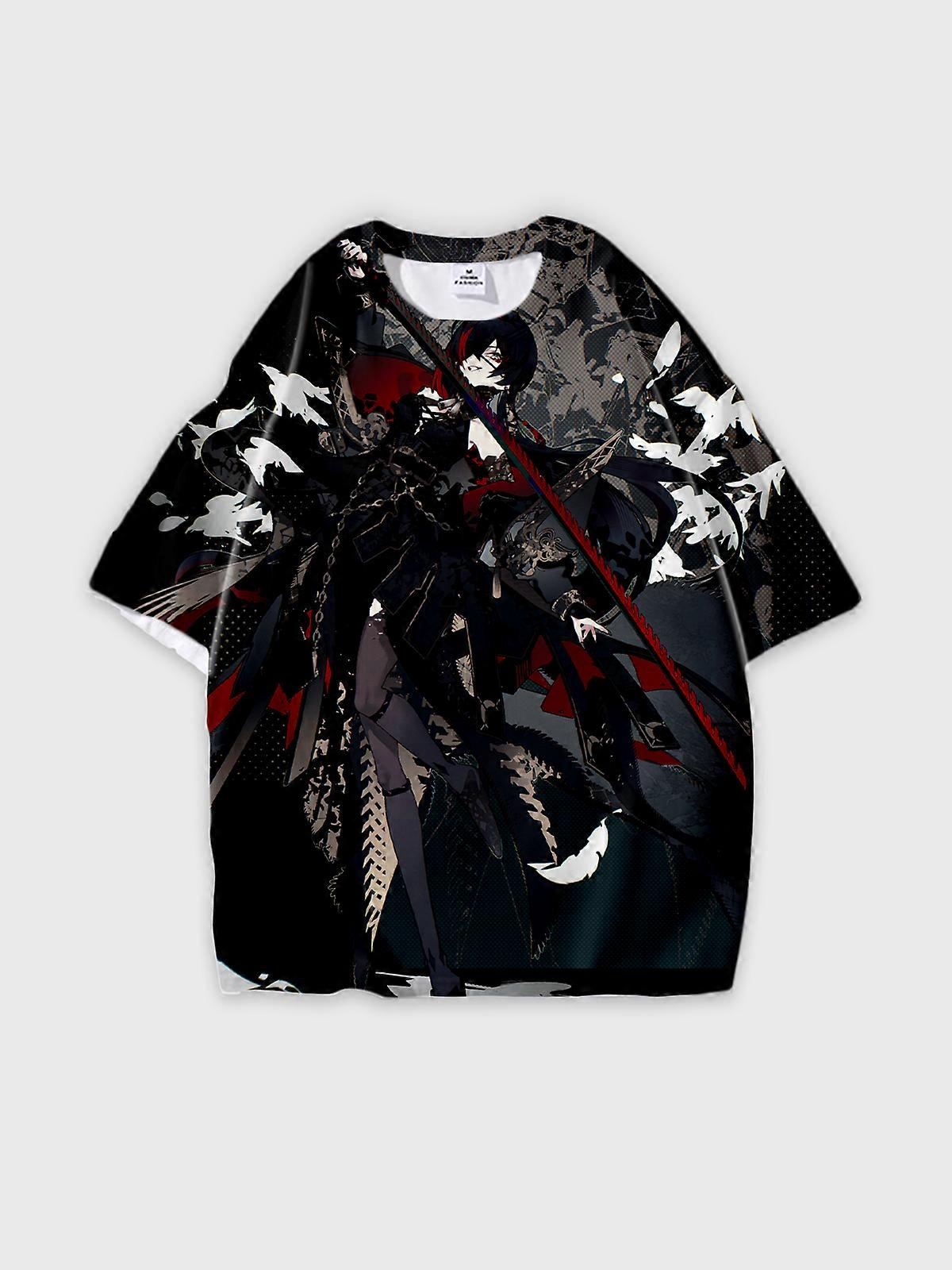 T-Shirt Round Neck, Loose Short Sleeve Pattern Graphic Tee, Unisex Summer Casual Top U2972