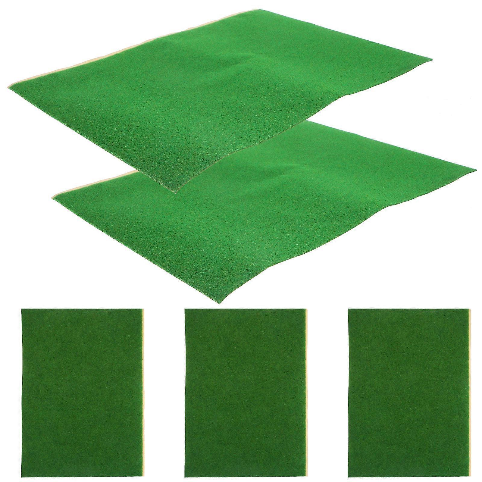 Fake Grass Turf Mat 5Pcs DIY Lawn Decoration Scenery Model Base Rectangle Non-Fading Green
