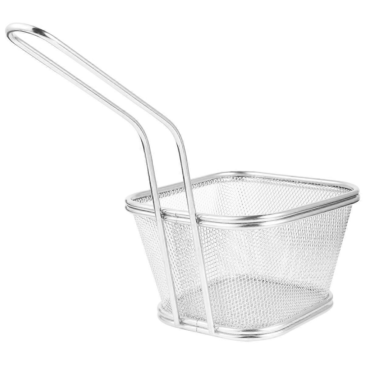 Fried Food Serving Basket Small Colander for Kitchen Restaurant Use Long Handle Design 1Pack