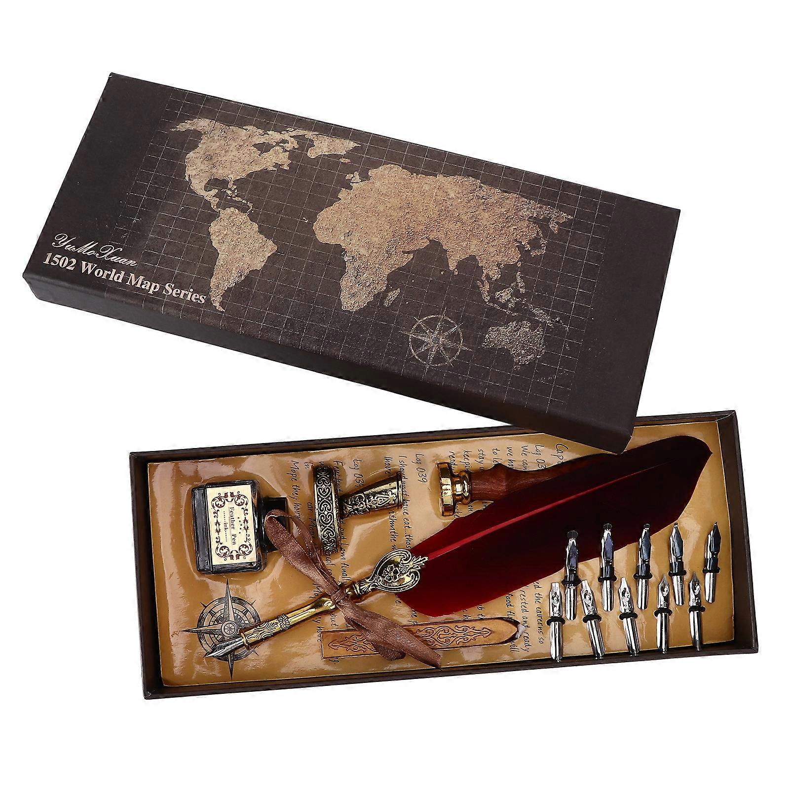 Retro Calligraphy Pen with Replaceable 1-5mm Flat Nibs Crimson Gift