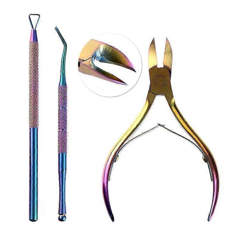 マニキュア用の3個/セットレインボーステンレススチールハサミネイルツール|キューティクルシザーズ