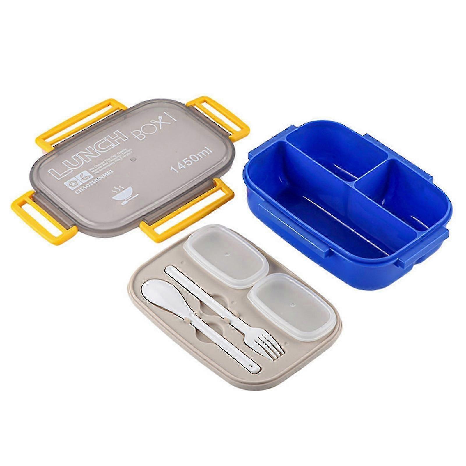 All-in-1 Modern Lunch Box with 2 Stackable Containers Dishwasher Safe Bento Box Compartment Food Container