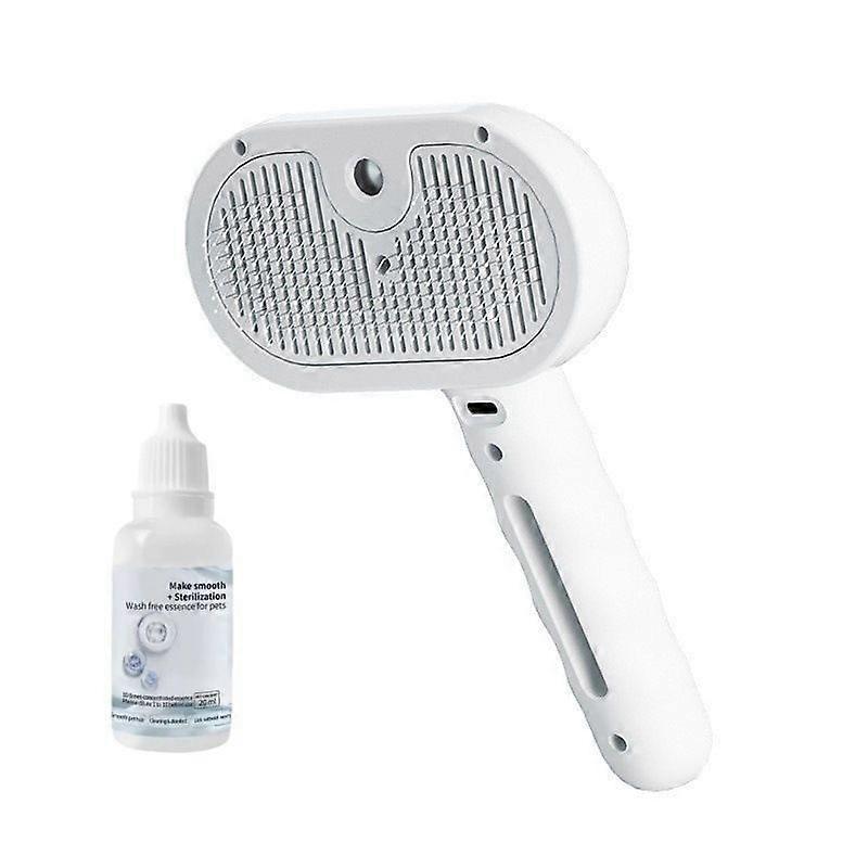 Pet Steam Brush for Cats Dogs, 3-in-1 Cat Grooming Tool with Water Spray and Quick Hair Release Button, Hair Removal Comb for Shedding, Rechargeable