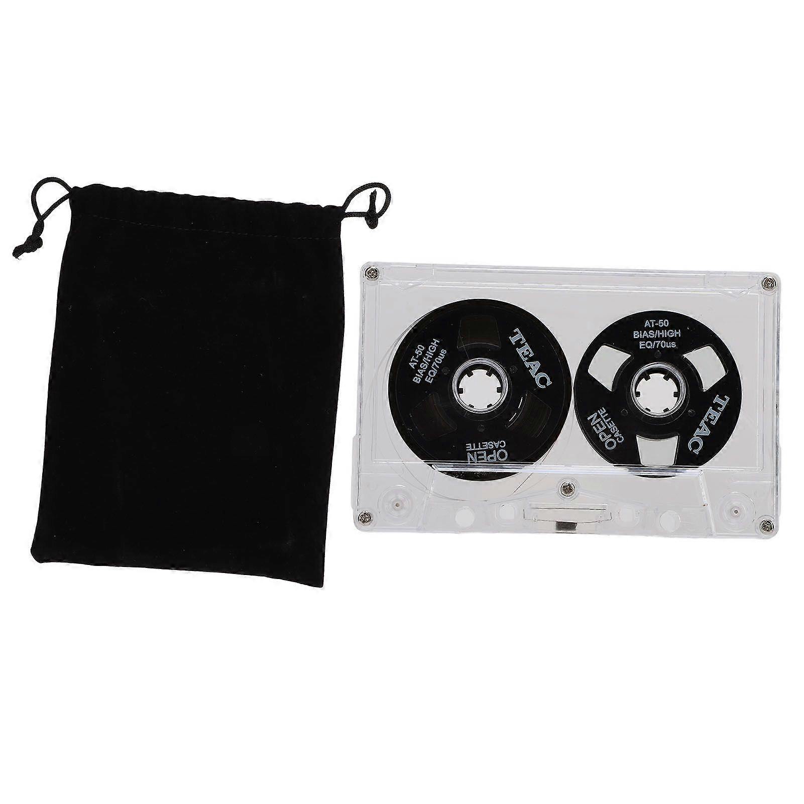 Reel to Reel Blank Cassette Tape 50 Minutes Normal Bias Double Sided Metal Sound Recording Cassette Tape with Transparent Box Black