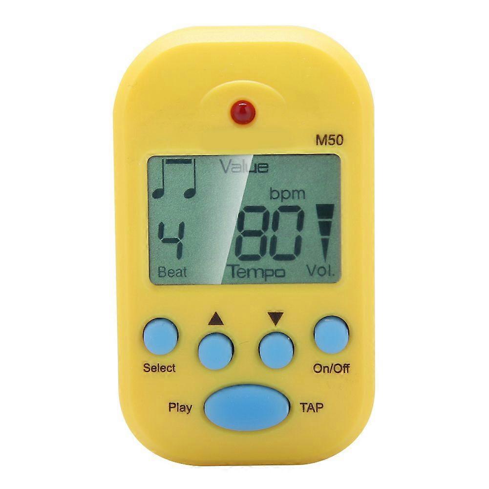 Meideal Mini LCD Digital M50 Metronome Beat Tempo Guitar Music Accessory with Battery(Yellow)