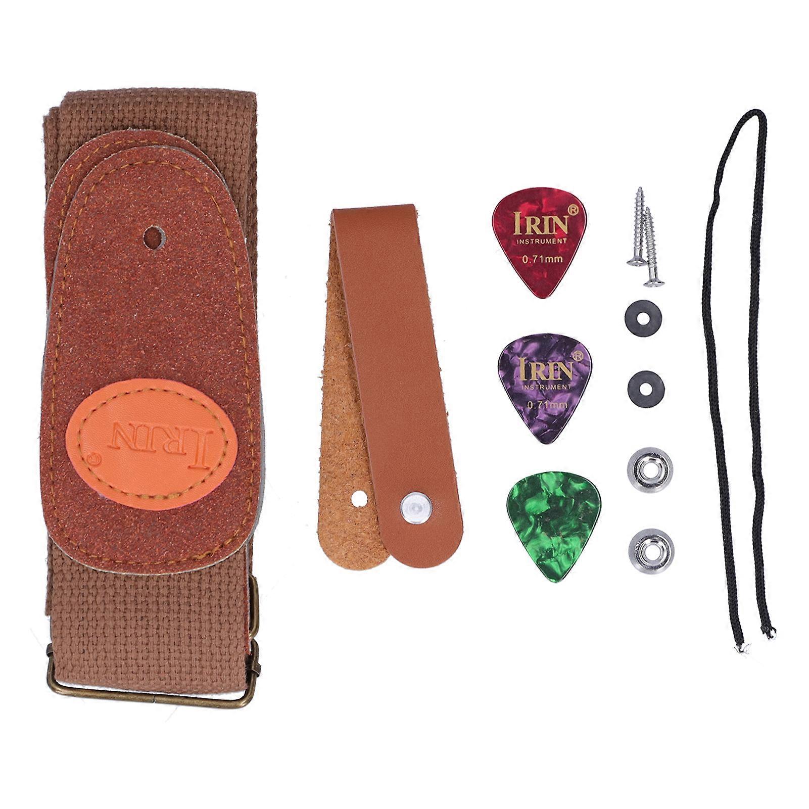 Sangle de guitare, ceinture de cou, médiators en celluloïd avec pièces d'installation, accessoires pour instruments à cordes, couleur café