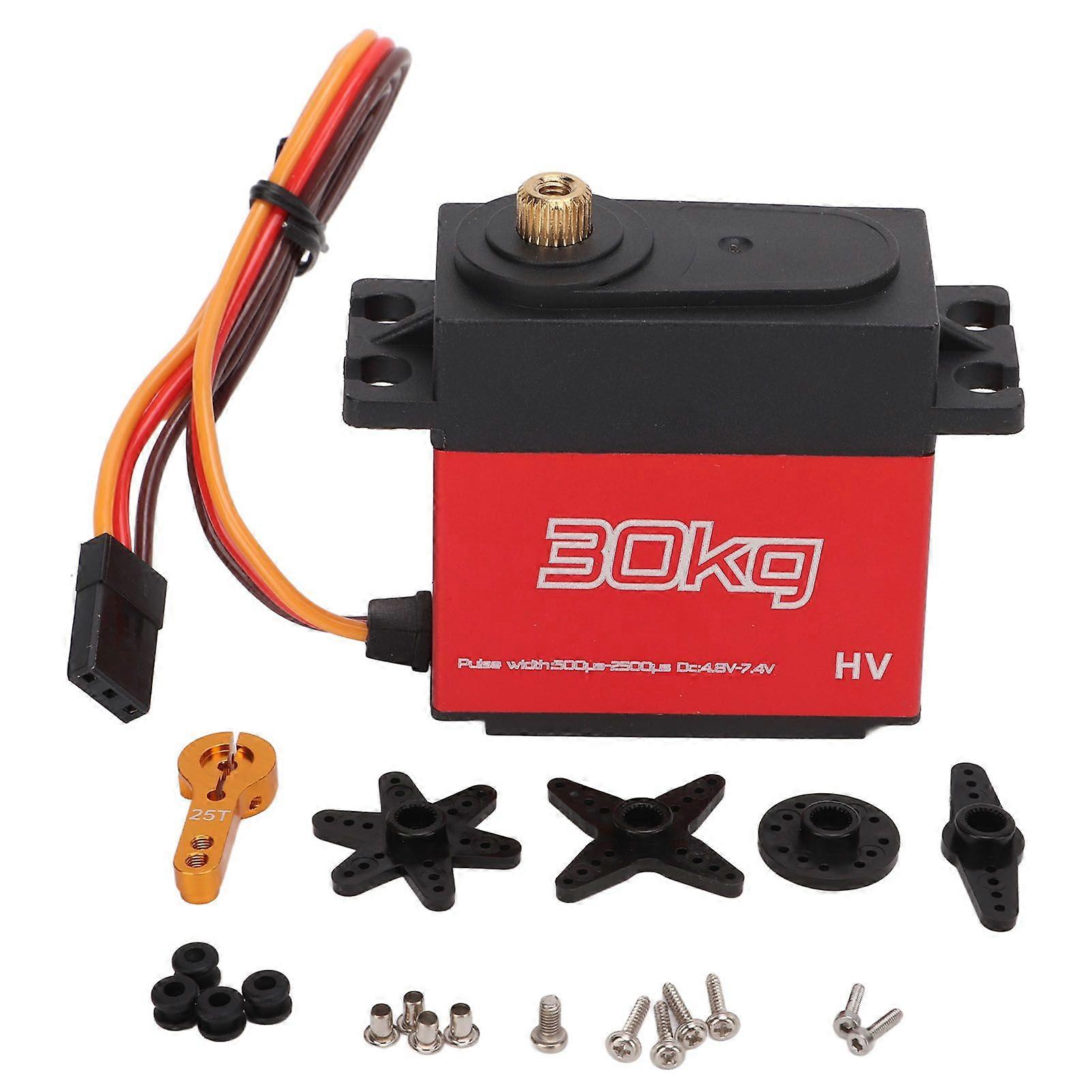 2Pcs 30kg RC Metal Gear Digital Servo 25t Metal Servo Arm for 1/10 Remote Control Car Plane