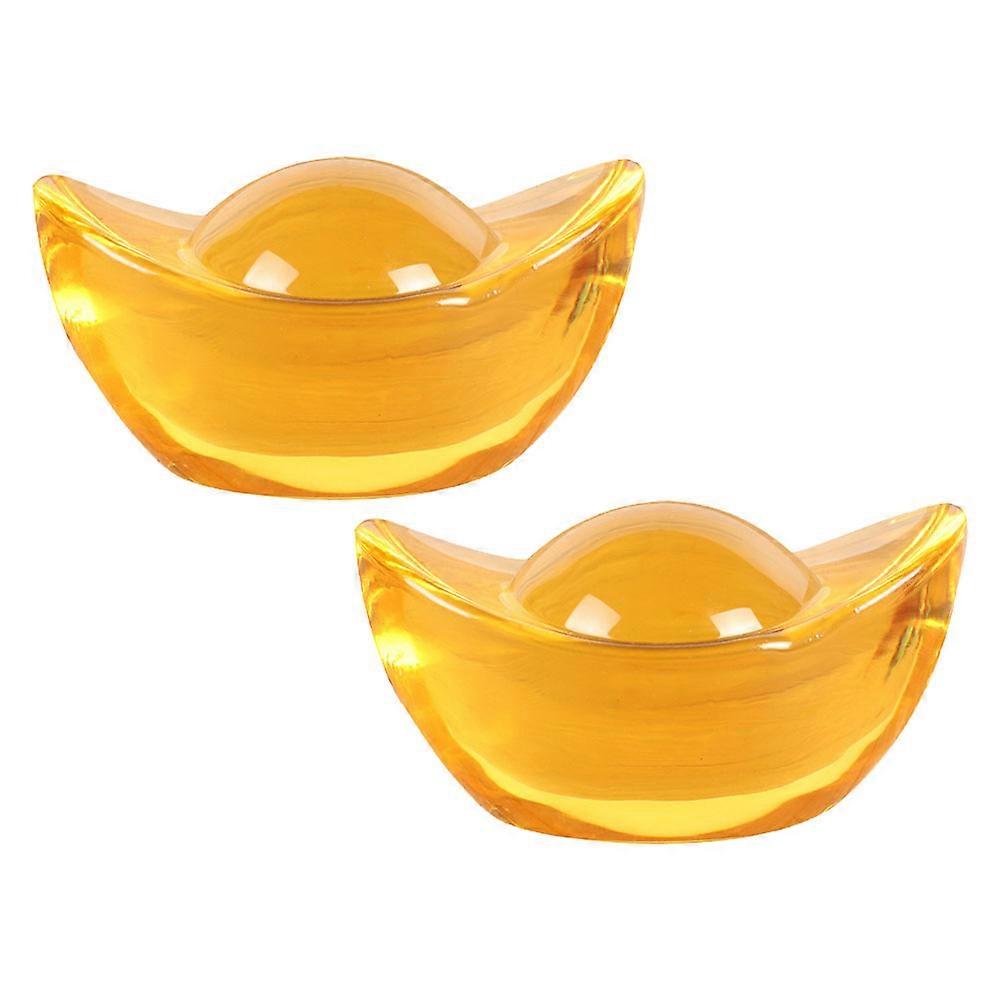 Golden Ingot Furnishing for Decoration 2Pcs Citrine Crystal Festival Ornament