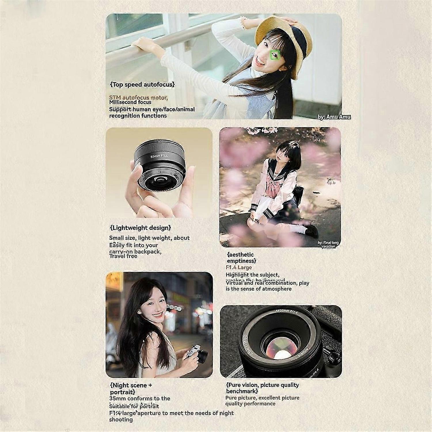 For AF 35mm F1.4 Autofocus Portrait Prime Lens Half Frame for XF Mount