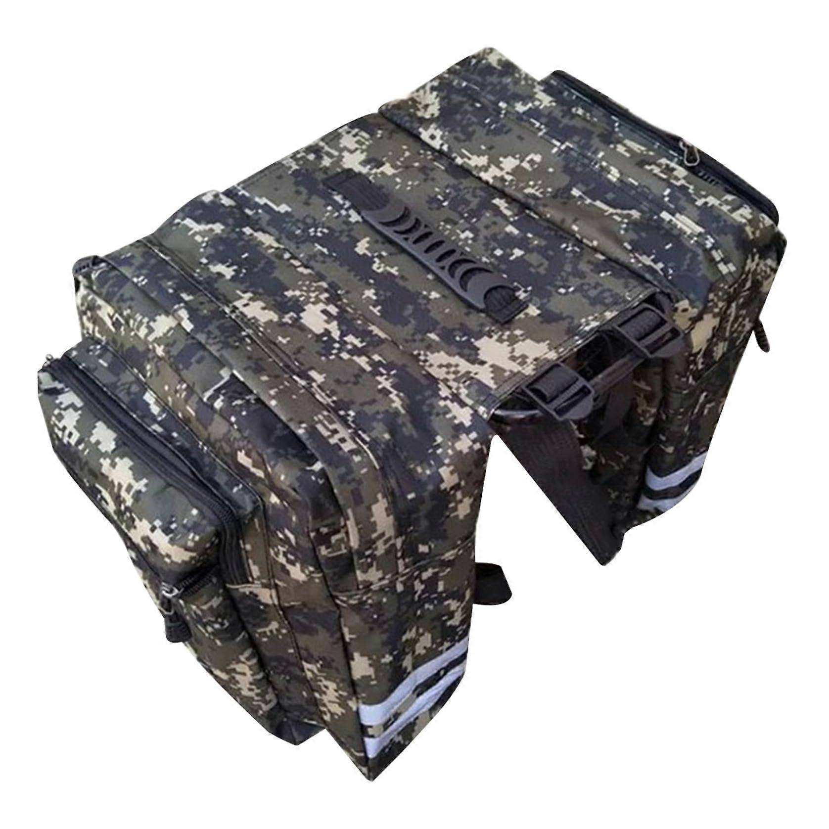 Bike Saddle Bag Large Camouflage Panniers For Rear Rack Portable Rack Bag With Reflective Stripe And Multi Pockets