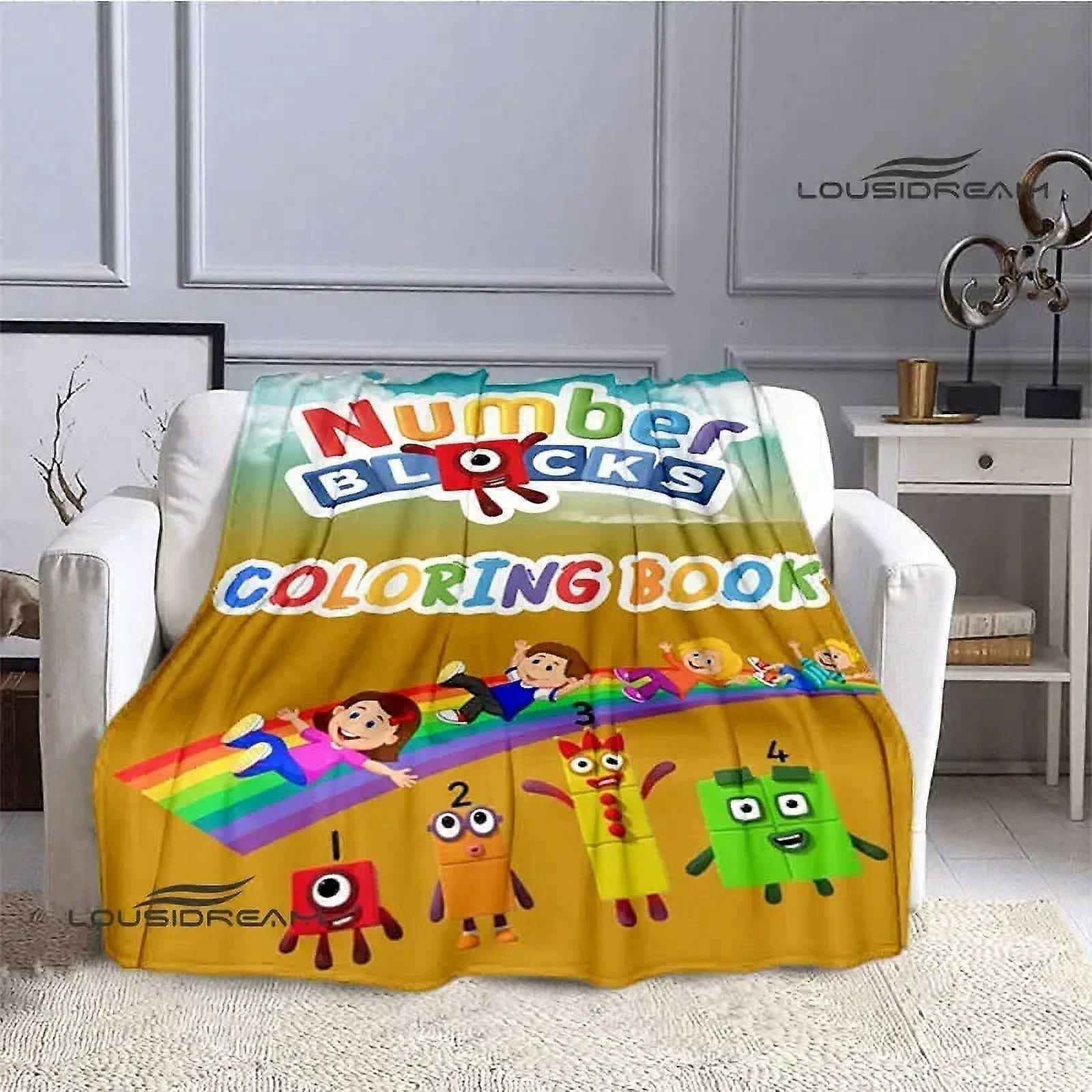 n96 N-Number-Blocks dessin animé Couverture imprimée Flanelle Couvertures chaudes Couverture douce et confortable doublures de lit cubre cama Cadeau d’anniversaire ju96