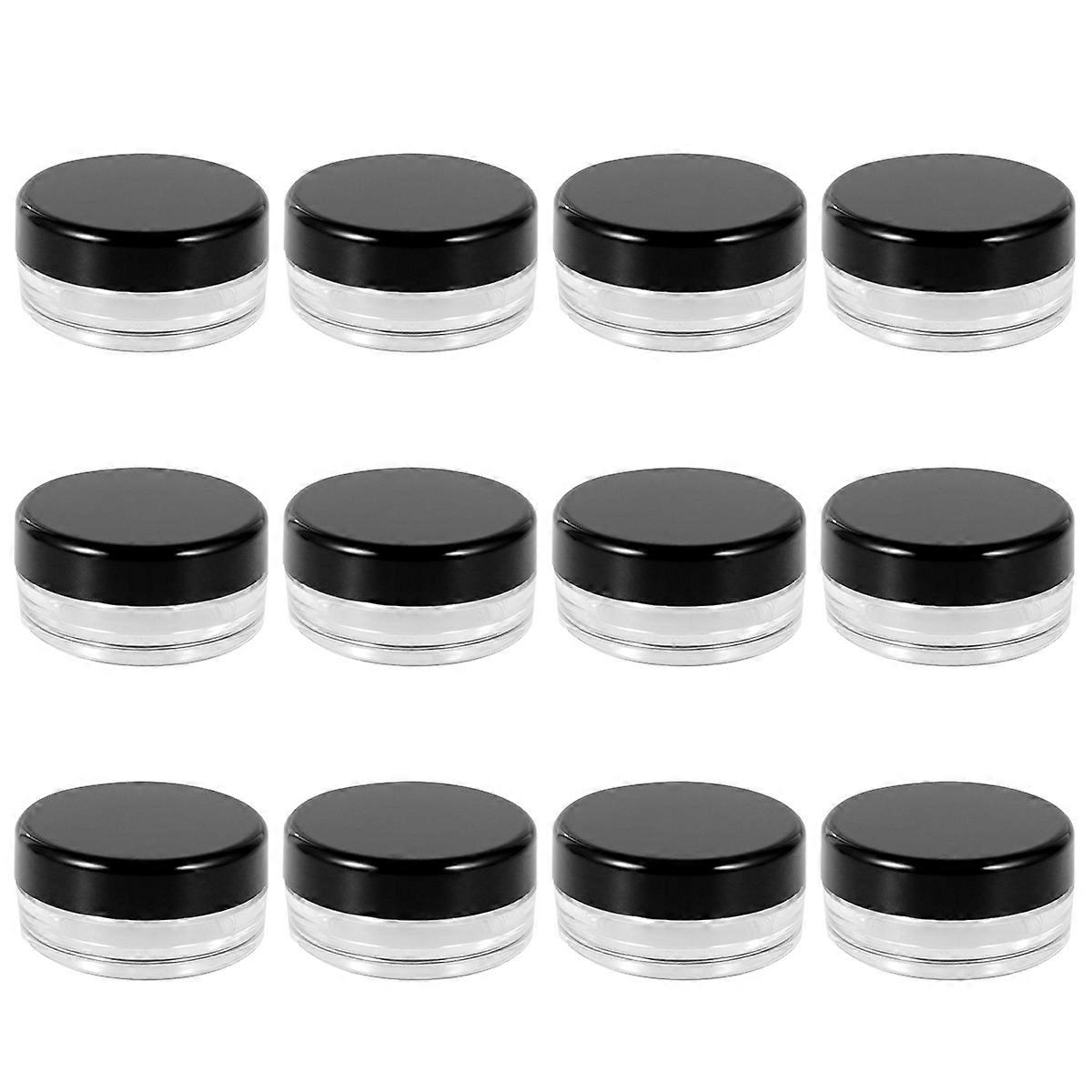 Round Cream Bottle Black Mini Portable Bottles for Storage Use 50Pcs