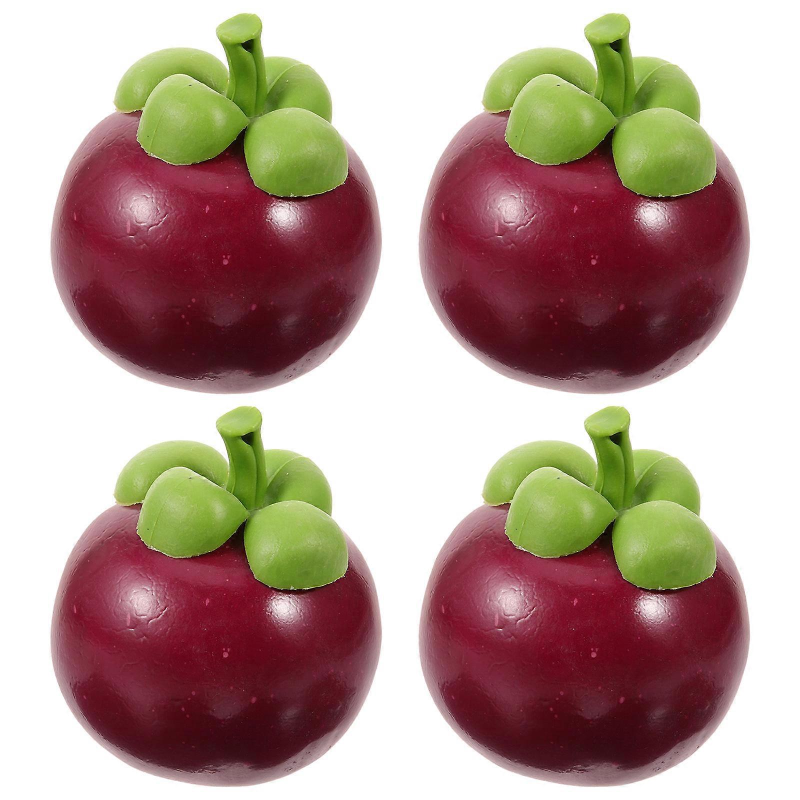 Simulation Fruit Artificial Mangosteen Model for Home Decoration Red Foam with 4Pcs