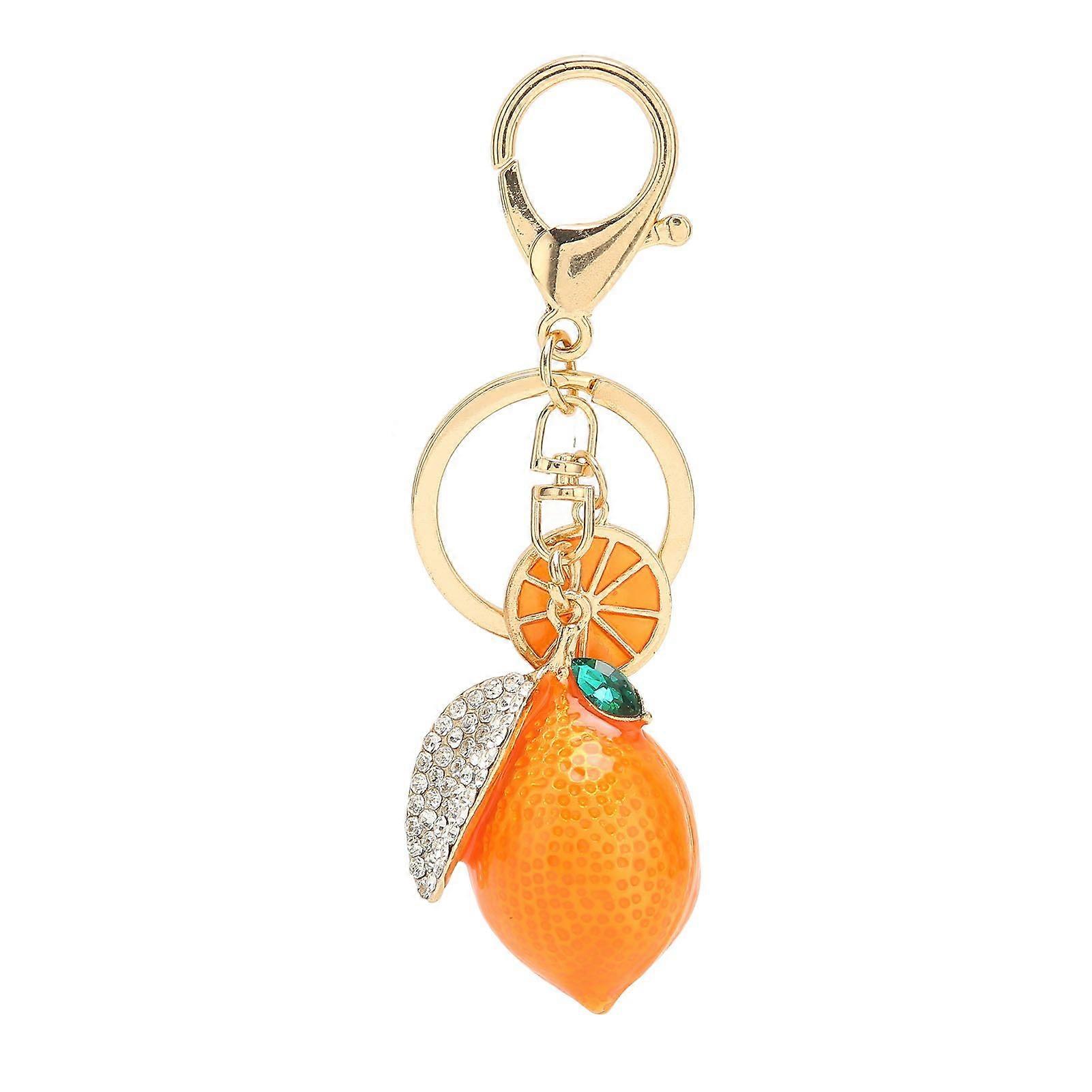 Little Lemon Keyring Strong Metal Little Lemon with Rhinestone Exquisite Colors Lemon Keychain for Keys Bag Wallet Orange