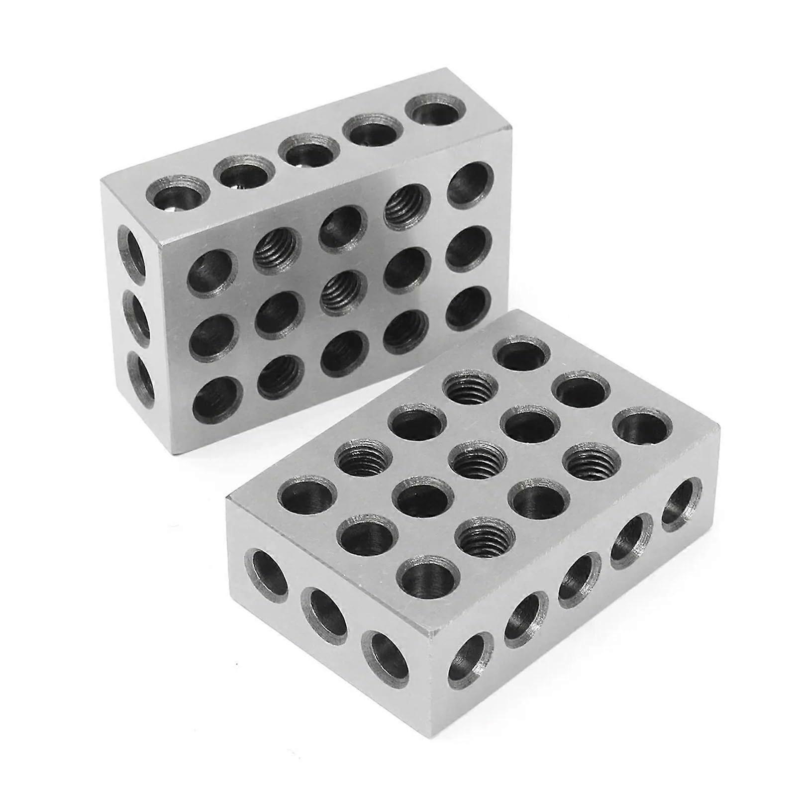 Precision Hardened Steel Block 2Piece Set 23Hole Gauge 255075mm Parallel Clamping Blocks