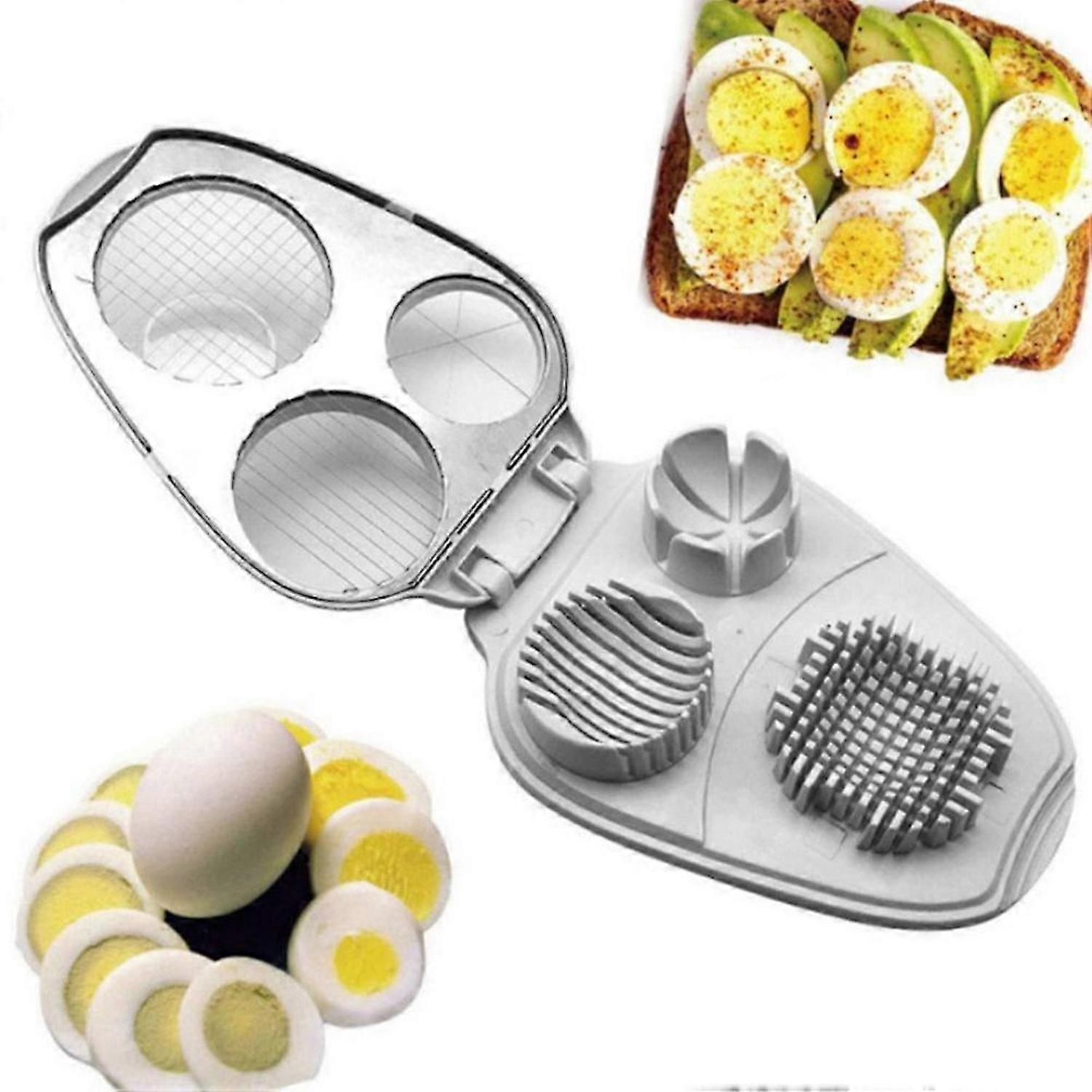3-in-1 Egg Slicer Stainless Steel Dicer Cutter for Hard Boiled Eggs & Soft Fruits