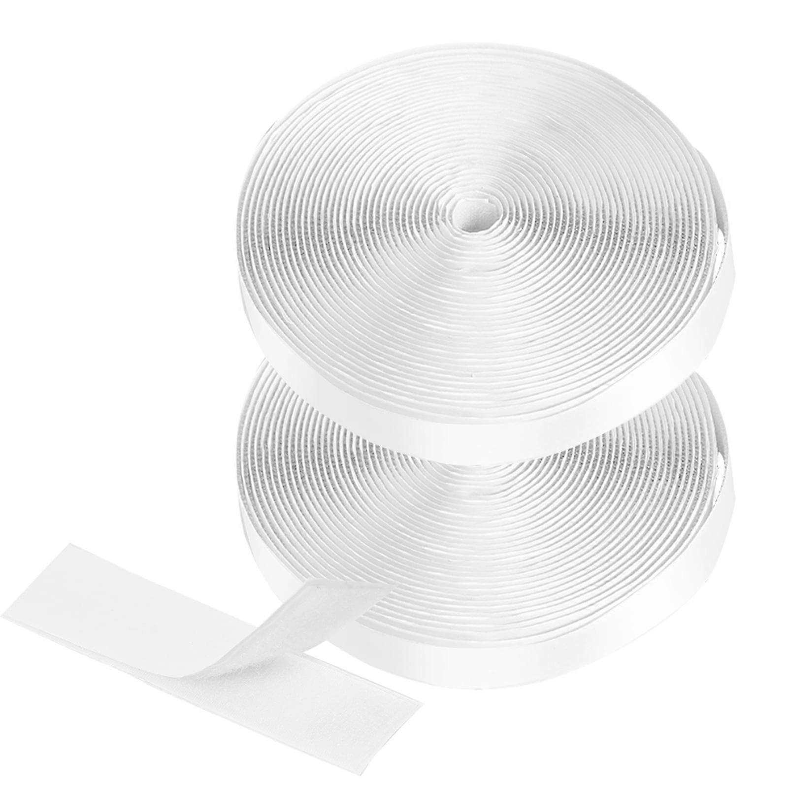 2PCS 1Inch×32.8FT Nylon Hook & Loop Tape Straps Adhesive Backing Heavy Duty Reusable Cable Ties Fastener Strips for Multi-Purpose | Compatible with