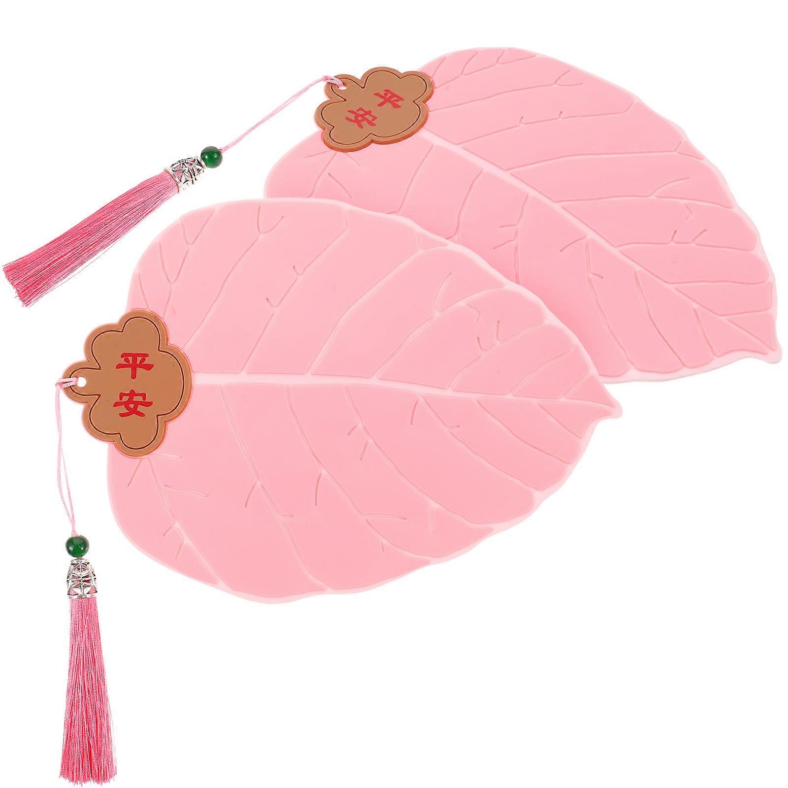 Leaf Shape Pink Cup Pads Coaster for Home Use 10Pcs Pack