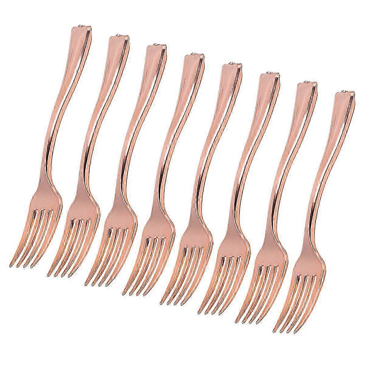 24pcs Rose Gold Disposable Mini Forks for Dessert