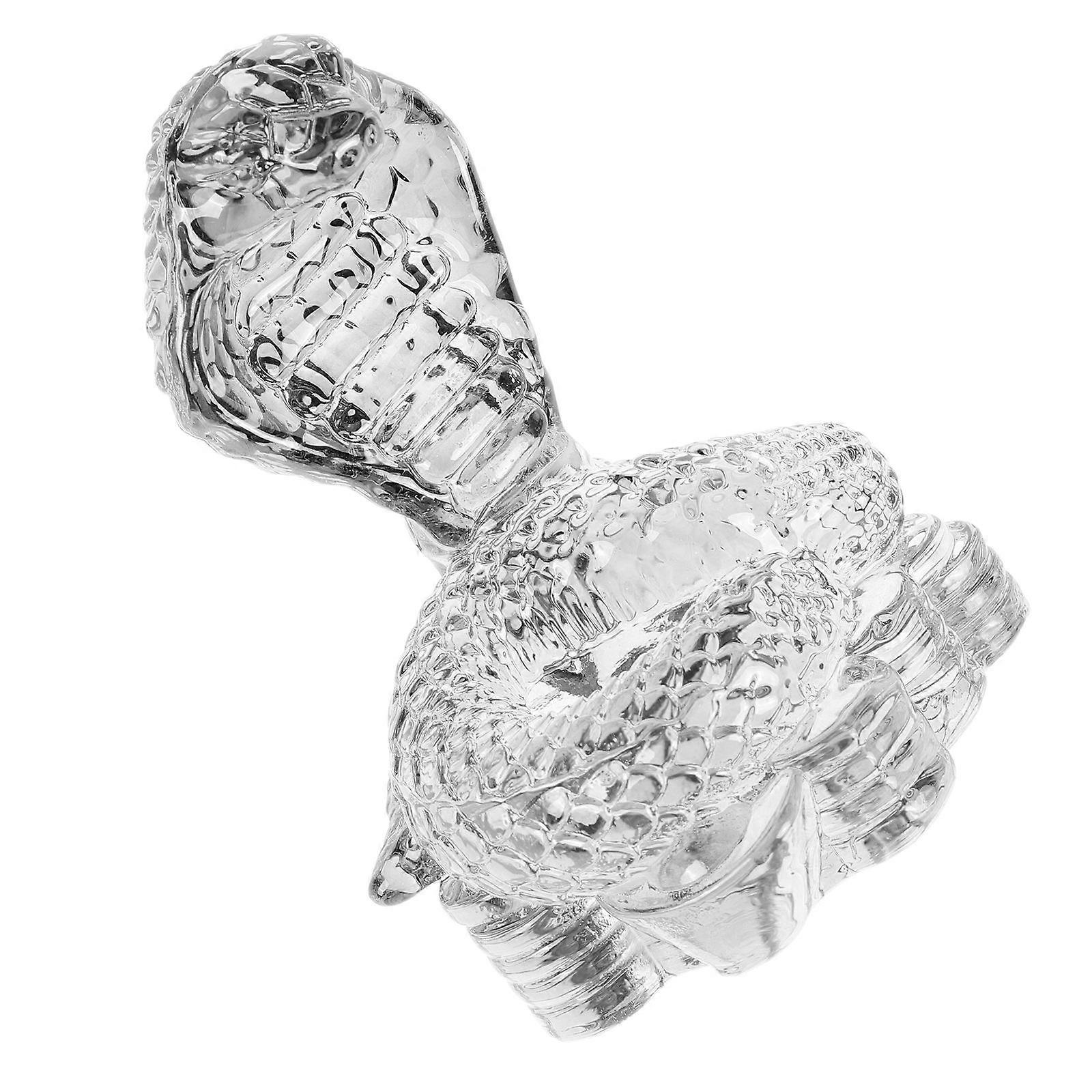 Crystal Snake Figure Decoration for Table with 2Pcs Light Grey Sculptures