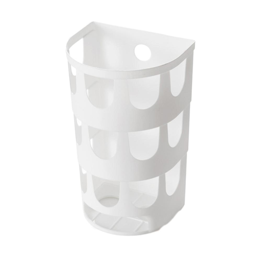 Wall Mounted Trash Bag Organizer For Household Users In White Color Featuring Hollow Design 1Pcs